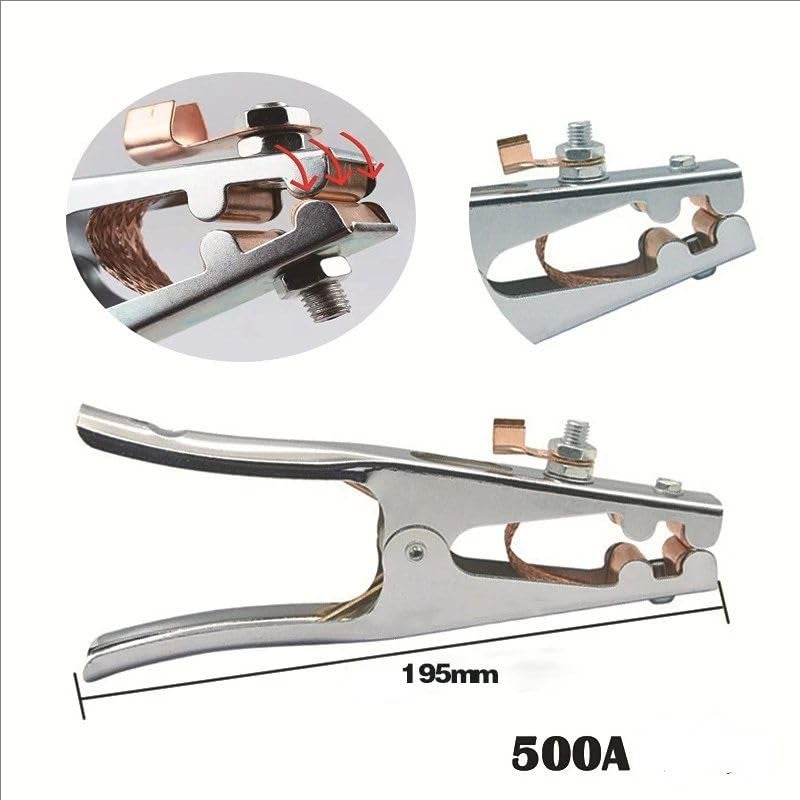Bolsen 2pcs 300A/500A/800A Earth Ground Cable Clip Clamp Welding Manual Welder Electrode Holder Welding Processing Ground Clamp Professional Tools (500A) - Image 5